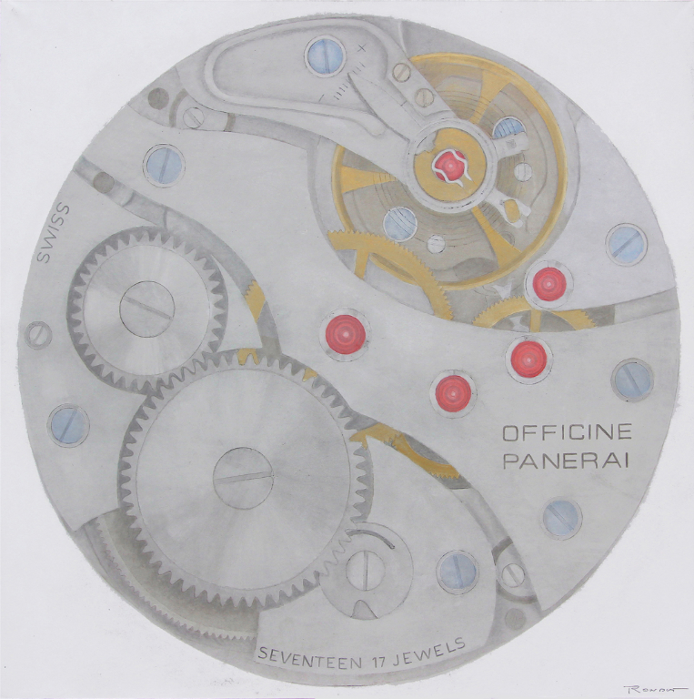 Benoit Rondot - MONTRE PANERAI - Technique mixte sur papier marouflé sur toile - 114x114 cm - 2012